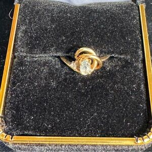 14 Kt Yellow Gold Aquamarine and Diamond Ring